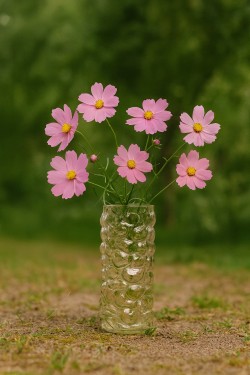 Jarrón transapente con relieve